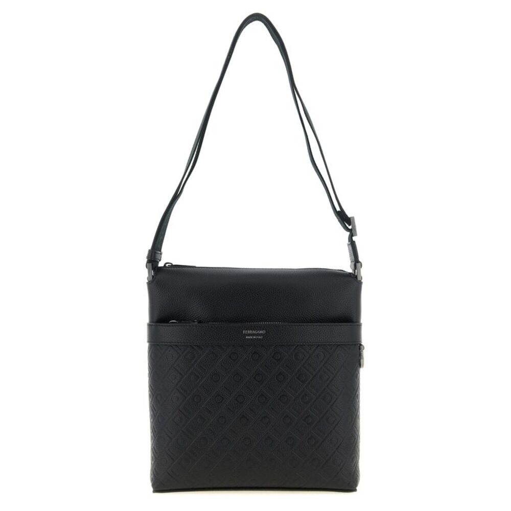 Ferragamo Black Calfskin Crossbody Men's Bag